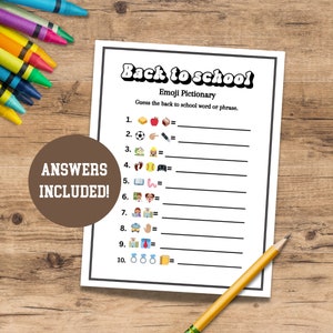 Back to School Game, Emoji Pictionary worksheet, First Day of School Activity worksheet, School Games for Kids, Teacher Resource, Icebreaker