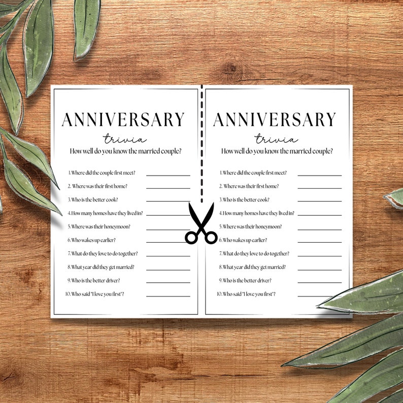 50th Anniversary, 25th Anniversary, Anniversary Trivia, Party Keepsake ...