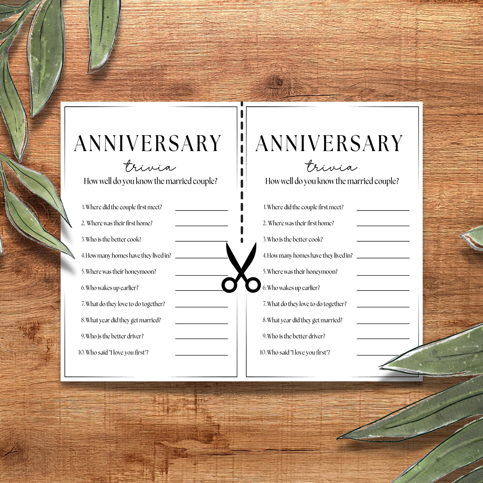 50th Anniversary, 25th Anniversary, Anniversary Trivia, Party Keepsake ...