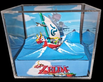 Zelda Wind Waker Cube Diorama - 3D Videogame - Gift for Gamer - Shadow Box - Miniature