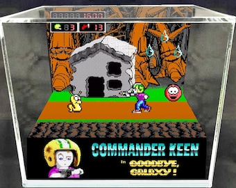 Commander Keen Cube Diorama- 3D Videogame - Gift for Gamer - Shadow Box - Miniature