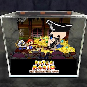 Paper Mario Cube Diorama - 3D Videogame - Gift for Gamer - Shadow Box - Miniature