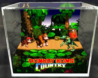 Donkey Kong Cube Diorama - 3D Videogame - Gift for Gamer - Shadow Box - Miniature