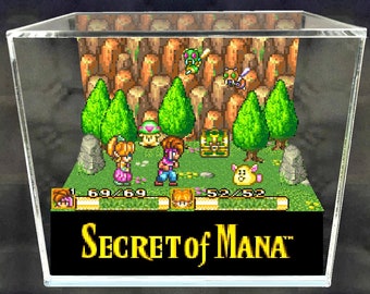 Secret of Mana Cube Diorama - 3D Videogame - Gift for Gamer - Shadow Box - Miniature