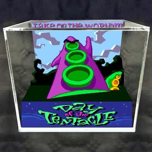 Day of the Tentacle Cube Diorama - 3D Videogame - Gift for Gamer - Shadow Box - Miniature