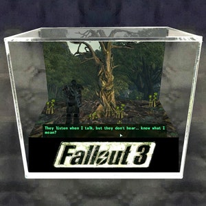 Fallout 3 Cube Diorama - 3D Videogame - Gift for Gamer - Shadow Box - Miniature