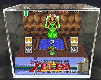 Zelda Link to the Past Cube Diorama - 3D Videogame - Gift for Gamer - Shadow Box - Miniature