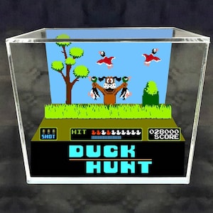 Duck Hunt Cube Diorama - 3D Videogame - Gift for Gamer - Shadow Box - Miniature