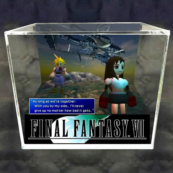 Final Fantasy VII Cube Diorama -3D Videogame - Gift for Gamer - Shadow Box - Miniature
