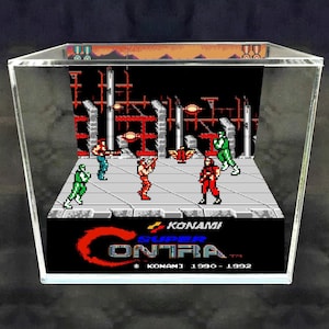Contra 2 Cube Diorama - 3D Videogame - Gift for Gamer - Shadow Box - Miniature