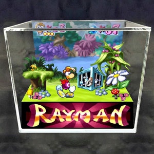 Rayman Cube Diorama - 3D Videogame - Gift for Gamer - Shadow Box - Miniature