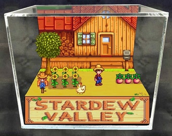 Stardew Valley Cube Diorama- 3D Videogame - Gift for Gamer - Shadow Box - Miniature