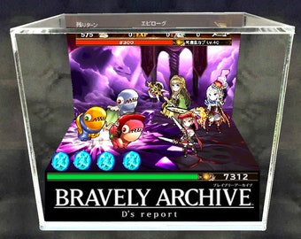 Bravely Archive Cube Diorama - 3D Videogame - Gift for Gamer - Shadow Box - Miniature