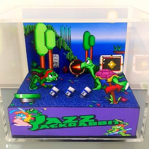 Jazz Jackrabbit Cube Diorama - 3D Videogame - Gift for Gamer - Shadow Box - Miniature - Shadowbox