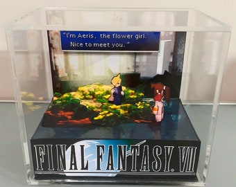 Final Fantasy VII Cube Diorama -3D Videogame - Gift for Gamer - Shadow Box - Miniature