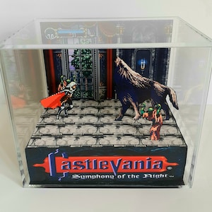 Castlevania Cube Diorama - 3d Video Game - Gift for Gamer - Shadow Box