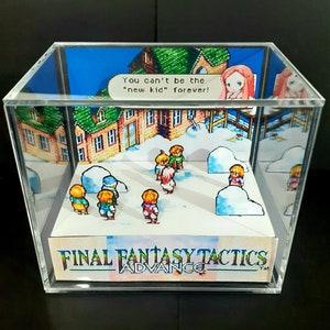 Final Fantasy Tactics Cube Diorama - 3D videogame - Gift for Gamer - Shadow Box - Miniature - Shadowbox