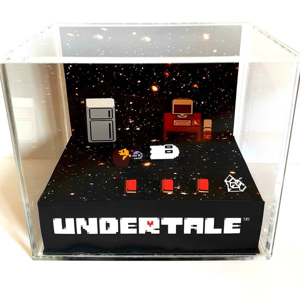 Undertale Napstablook Cube Diorama - 3D Videogame - Gift for Gamer - Shadow Box - Miniature