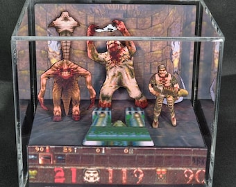 Quake Cube Diorama - 3D Videogame - Gift for Gamer - Shadow
