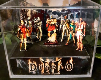 Diablo 2 Cube Diorama - 3D Videogame -- Resurrected - Gift for Gamer - Shadow Box - Miniature