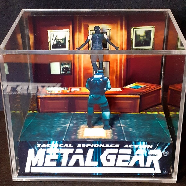 Metal Gear Solid Cube Diorama - 3D Videogame - Gift for Gamer - Shadow Box - Miniature