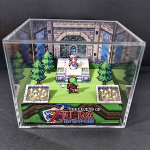 Zelda Ocarina of Time Cube Diorama - 3D Videogame - Gift for Gamer - Shadow Box - Miniature