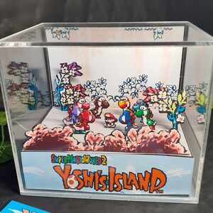 Yoshi's Island Cube Diorama - 3D Videogame - Gift for Gamer - Shadow Box - Miniature