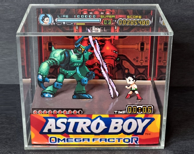 Astro Boy Cube Diorama - 3D Videogame - Gift for Gamer - Shadow Box - Miniature