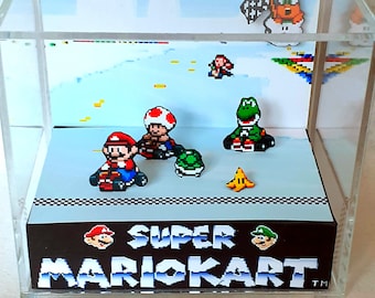 Super Mario Kart Cube Diorama - 3D Videogame - Gift for Gamer - Shadow Box - Miniature