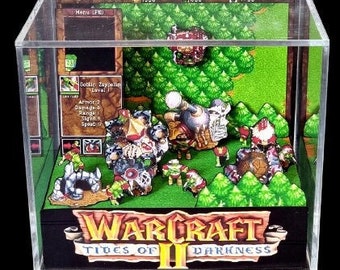 Warcraft II Cube Diorama - 3D Videogame - Gift for Gamer - Shadow