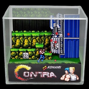 Contra Cube Diorama - 3D Videogame - Gift for Gamer - Shadow Box - Miniature