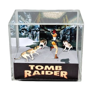 Tomb Raider Cube Diorama - 3D Videogame - Gift for Gamer - Shadow Box - Miniature