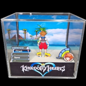 Kingdom Hearts Cube Diorama -3D Videogame - Gift for Gamer - Shadow Box - Miniature