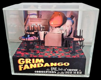 Grim Fandango Cube Diorama - 3D Videogame - Gift for Gamer - Shadow Box - Miniature