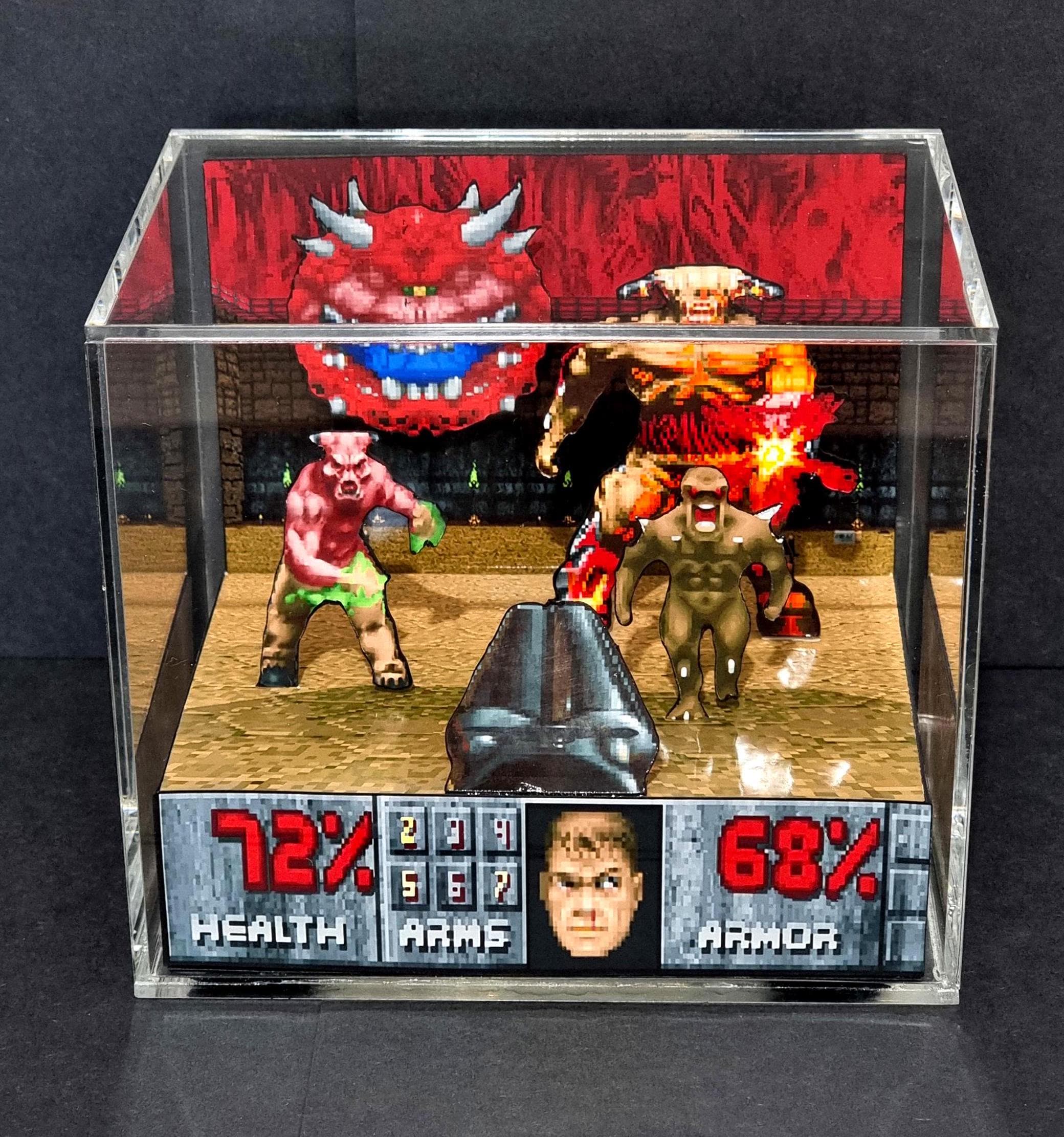Doom Cube Diorama - 3D Videogame - Gift for Gamer - Shadow Box