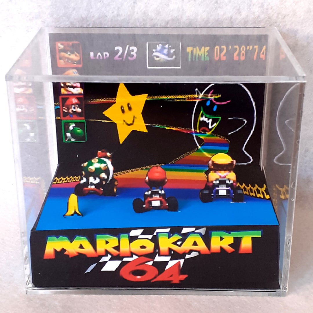 Mario Kart 64 Cube Diorama 3D Videogame Gift for Gamer