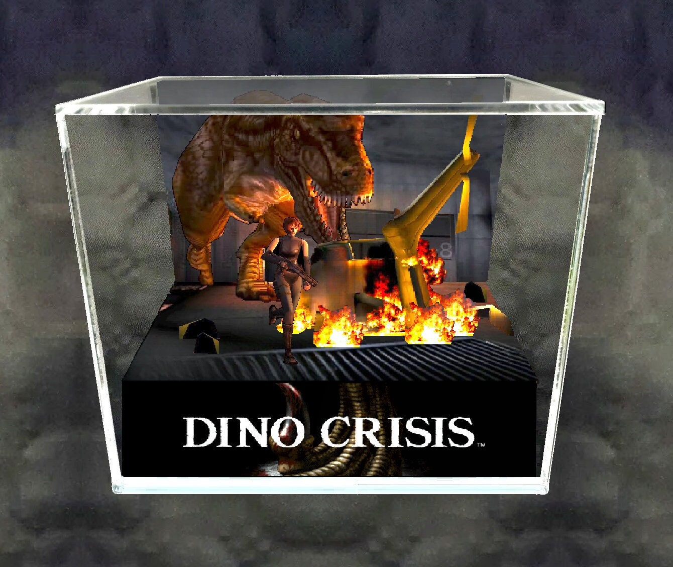 Dino Crisis Cube Diorama - 3D Videogame - Gift for Gamer