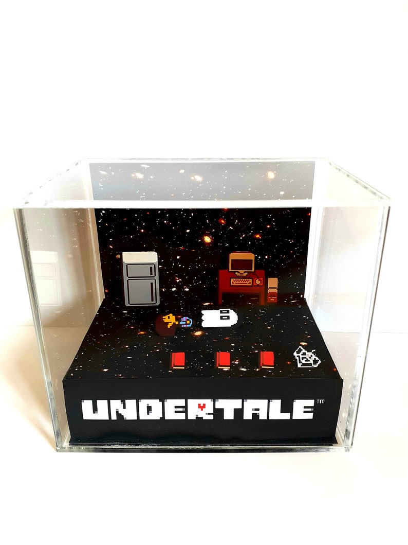 Undertale Napstablook Cube Diorama - 3D Videogame - Gift for Gamer - Shadow Box - Miniature 