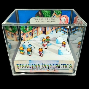 Final Fantasy Tactics Cube Diorama - 3D videogame - Gift for Gamer - Shadow Box - Miniature - Shadowbox