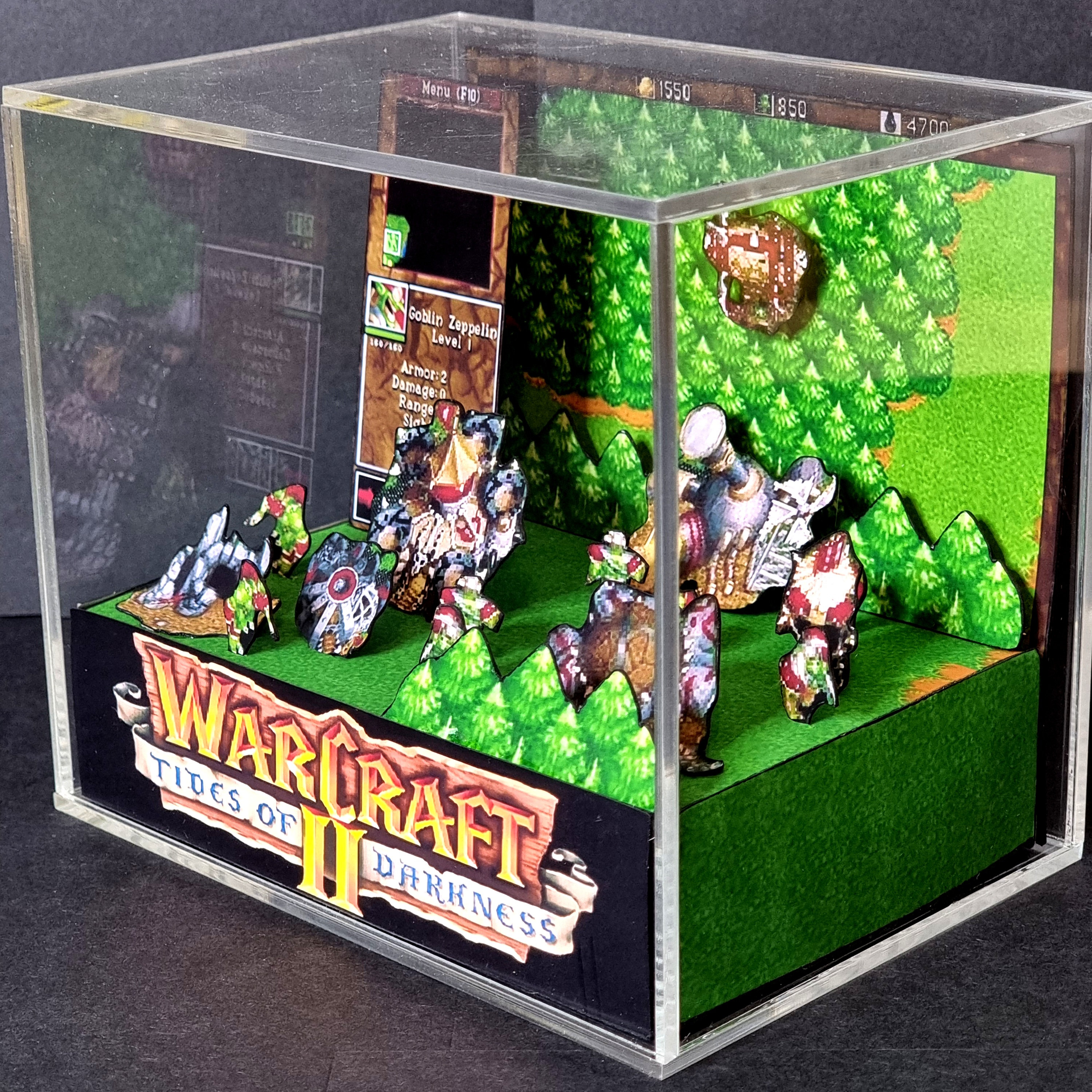 Warcraft II Cube Diorama - 3D Videogame - Gift for Gamer - Shadow