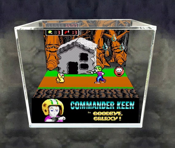 Commander Keen Cube Diorama- 3D Videogame - Gift for Gamer