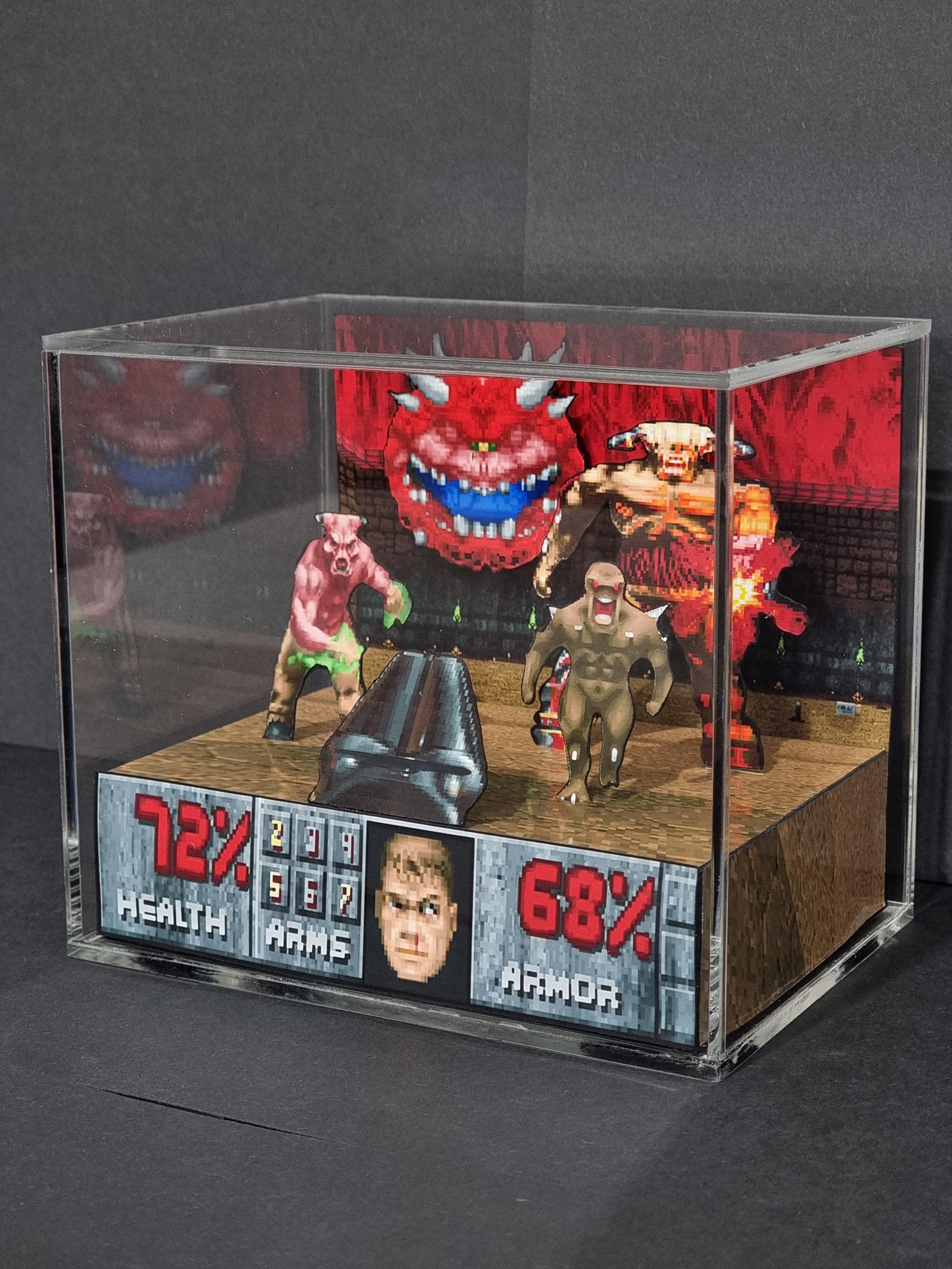 Doom Cube Diorama - 3D Videogame - Gift for Gamer - Shadow Box