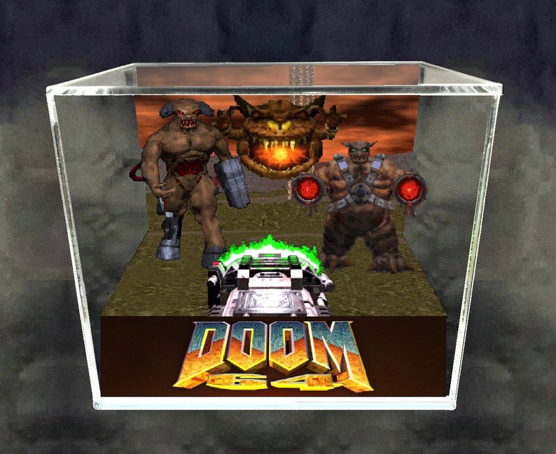 Doom 64 Cube Diorama 3D Videogame Gift for Gamer Shadow Box Miniature image 1