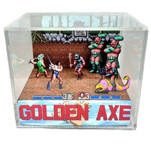 Golden Axe Cube Diorama - 3D Videogame - Gift for Gamer - Shadow Box - Miniature