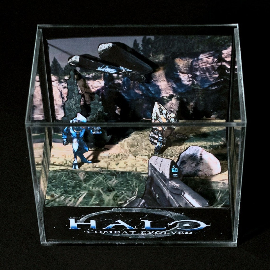 Halo 3D Cube Diorama 3D Videogame Cube Diorama halo Halo Etsy