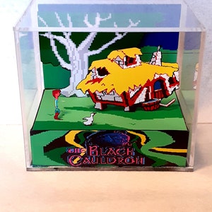 Black Cauldron Cube Diorama - 3D Videogame - Gift for Gamer - Shadow Box - Miniature
