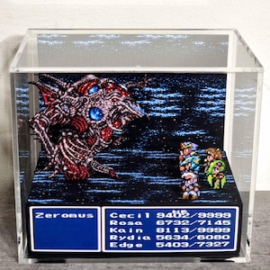 Final Fantasy IV Acrylic Cube Diorama, Handmade SNES RPG Display