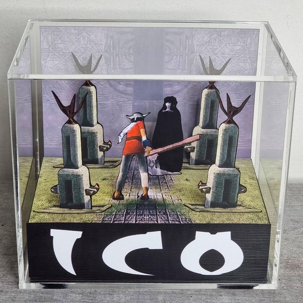 ICO Acrylic Cube Diorama, Handmade PS2 Adventure Game Display