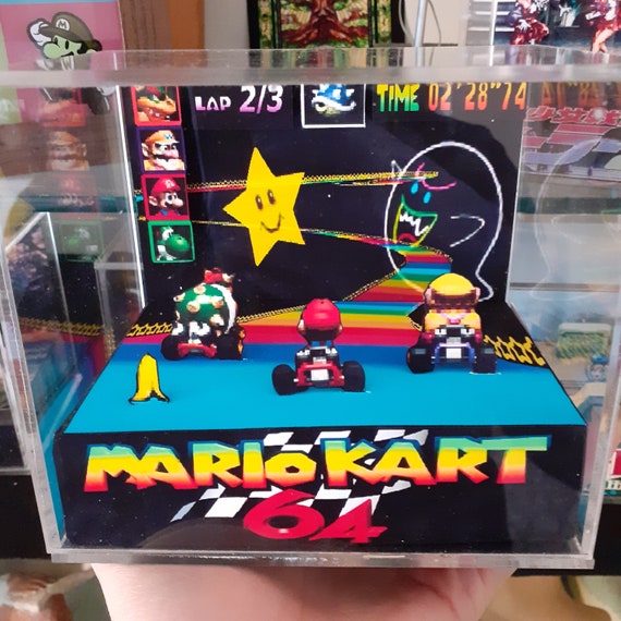 Mario Kart 64 Cube Diorama 3D Videogame Gift for Gamer Shadow Box