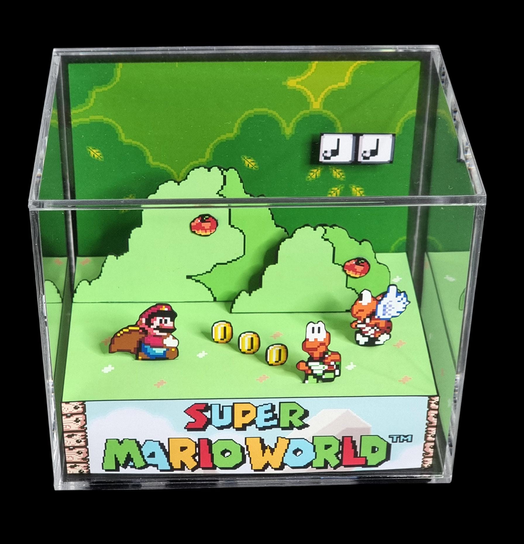 Super Mario World Cube Diorama - 3D Videogame - Gift for Gamer